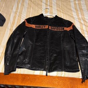 Harley-Davidson Black and Orange Leather Jacket